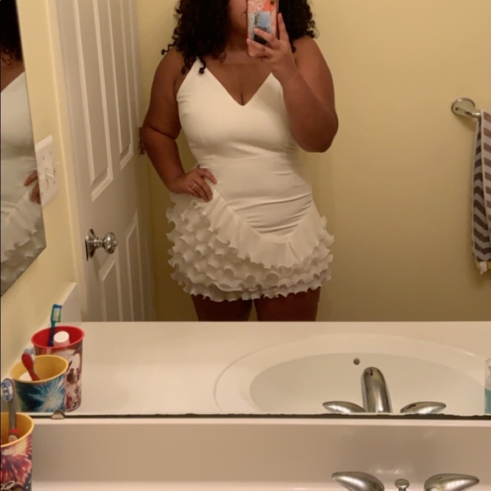 Fashion nova white ruffle dress